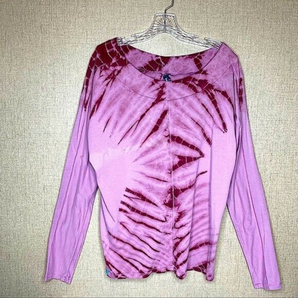 Bloom womens Yoga pink tie dyed athleisure top lg - Picture 6 of 8